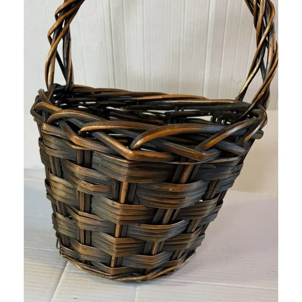 Vintage Basket Wall Hanging Dark Brown